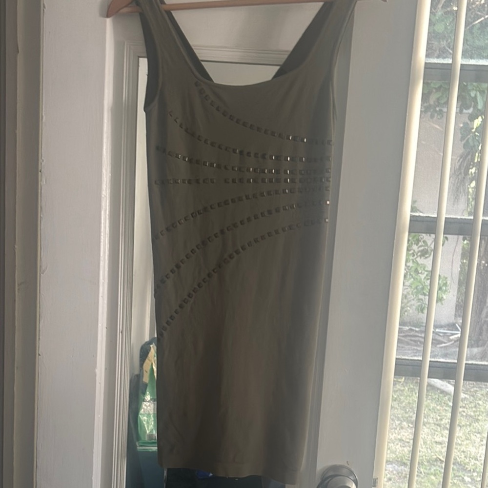 💚 Green Beaded Mini Dress – by Bebe 💚